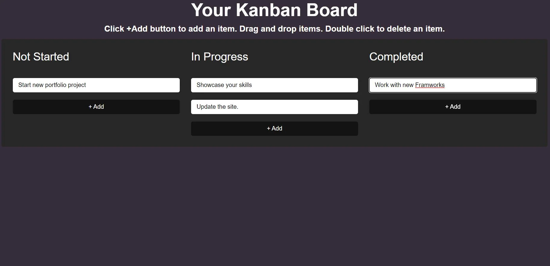 Kanban board to track your tasks