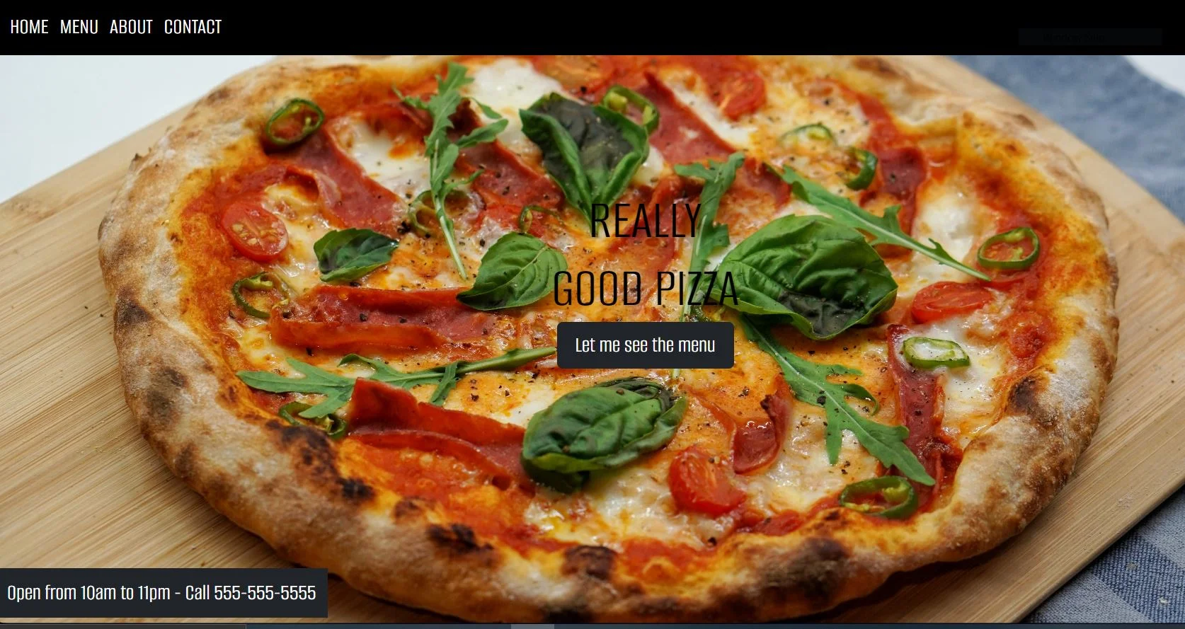 pizza place homepage