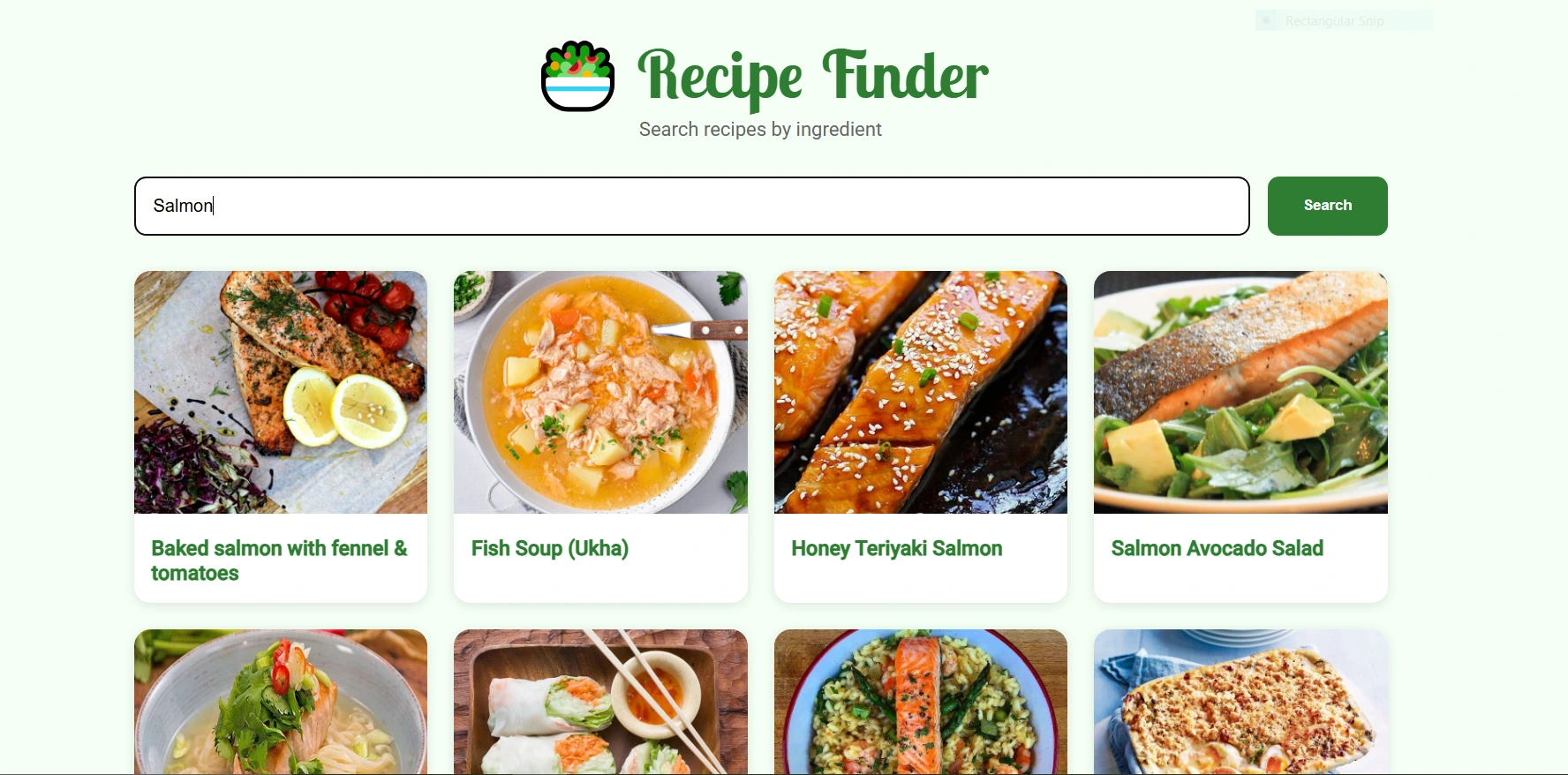 Recipe Finder site